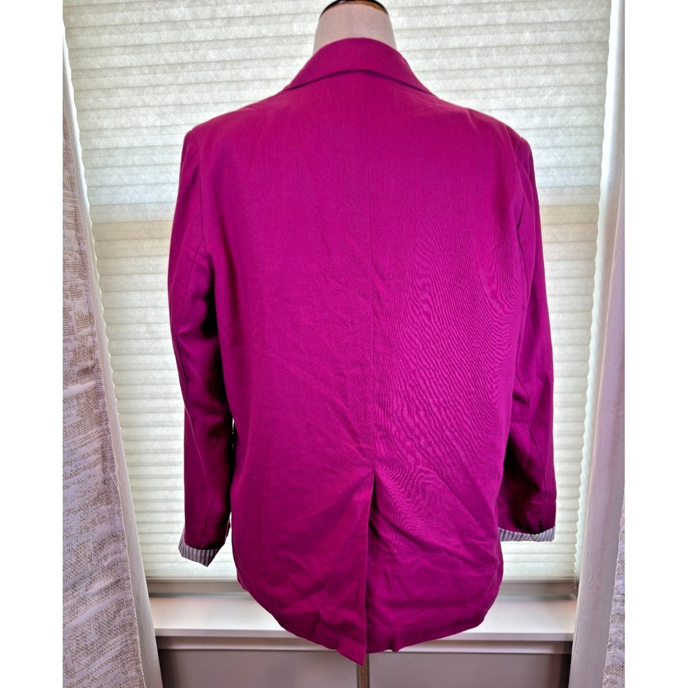 Halston Women Linen Viscose Blend Blazer Fuchsia Women's L Lined Preppy Workwear - Picture 4 of 9